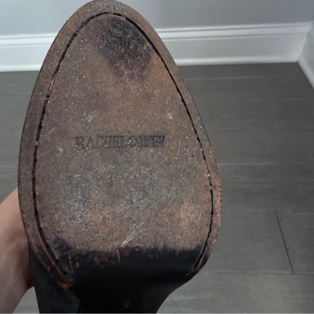 Rachel Comey Prose Black Suede Ankle Booties Stacked Heel 8 Minimalist Western - Picture 11 of 16